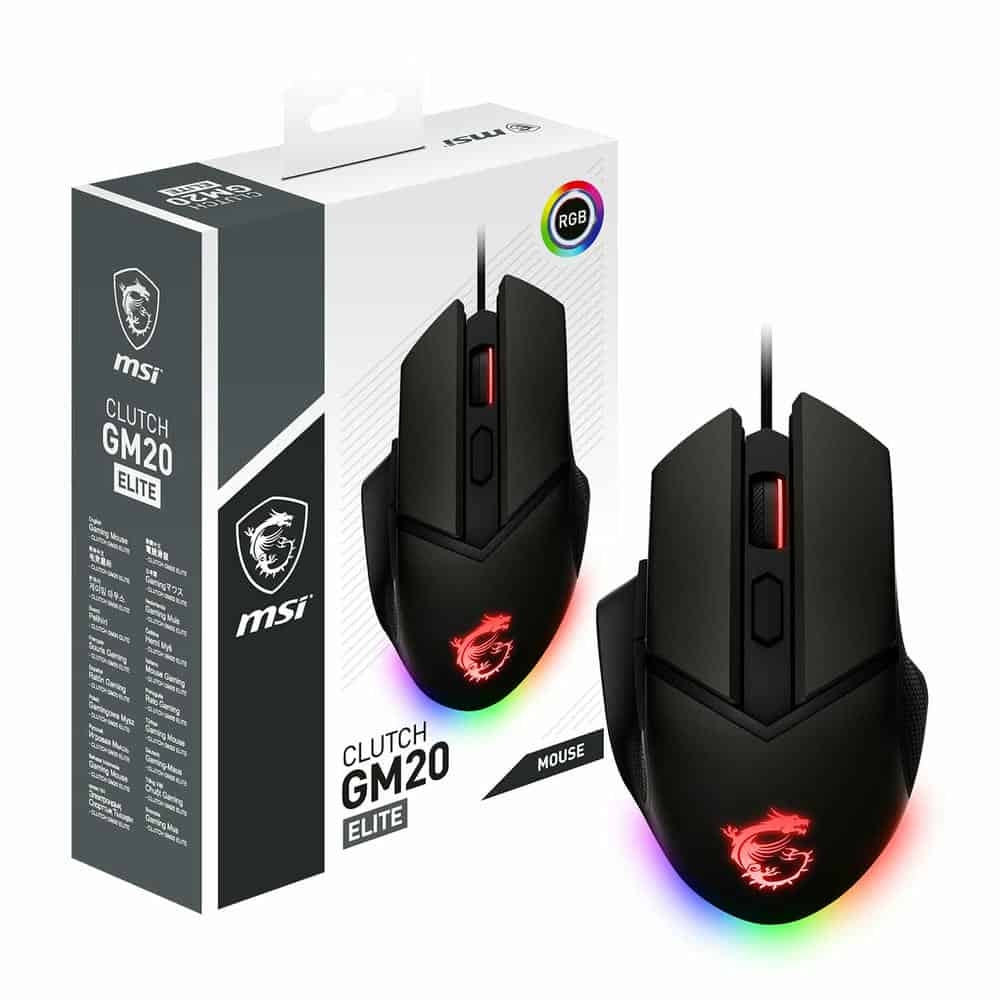 MSI Clutch GM20 Elite Optical RGB Gaming Mouse 6400dpi